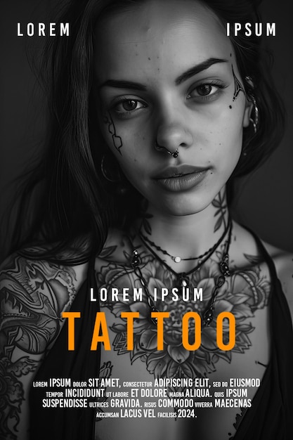 PSD imagens de retratos de raparigas tatuadas