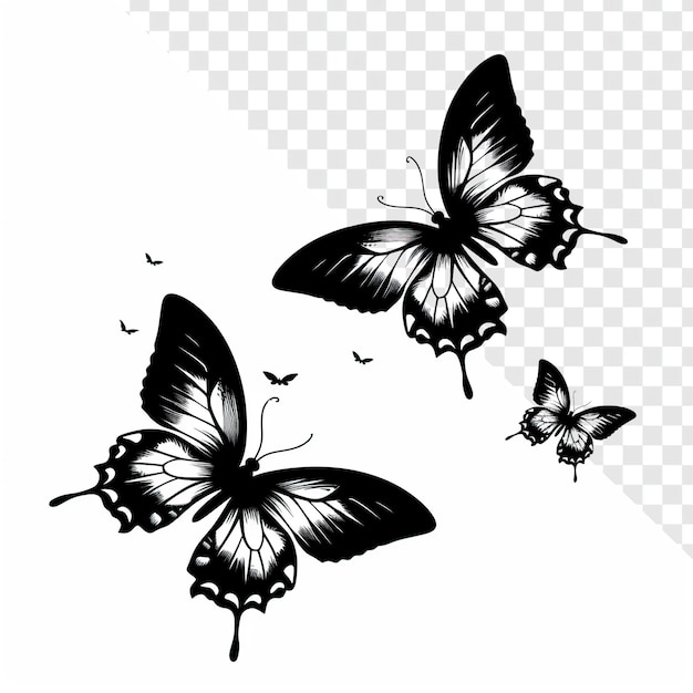 Imagens detalhadas de borboletas negras em voo
