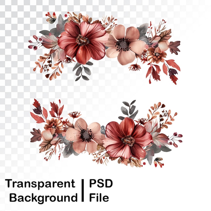 PSD imagens florais transparentes de qualidade hd.