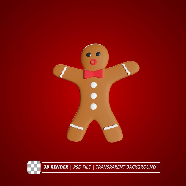 PSD imagens isoladas de renderização 3d gingerbread