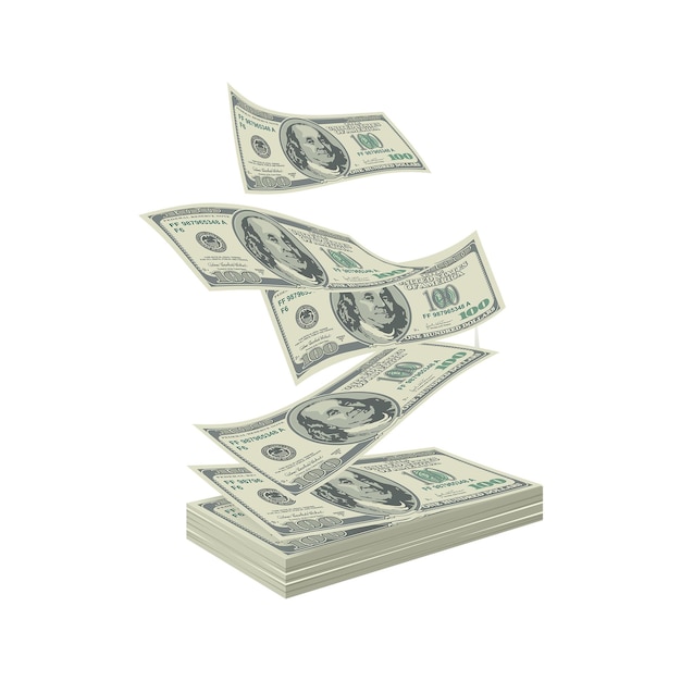 Imagens PNG de alta qualidade de notas e moedas de dólar dos Estados Unidos