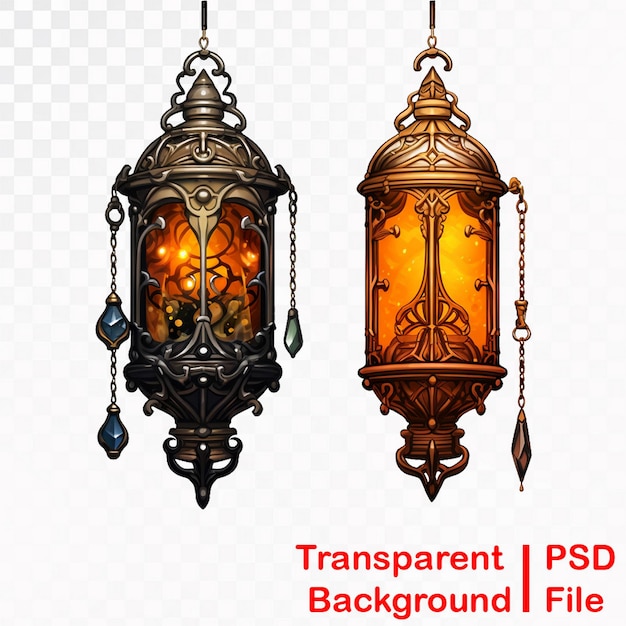 PSD imagens transparentes de qualidade hd de lanternas do ramadã eid al-fitr