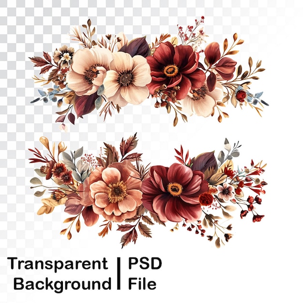 PSD des images florales transparentes de qualité hd.