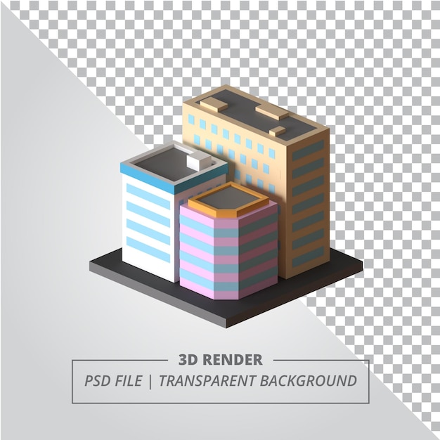 Images Isolées De Rendu 3d De Petit Bloc De Ville