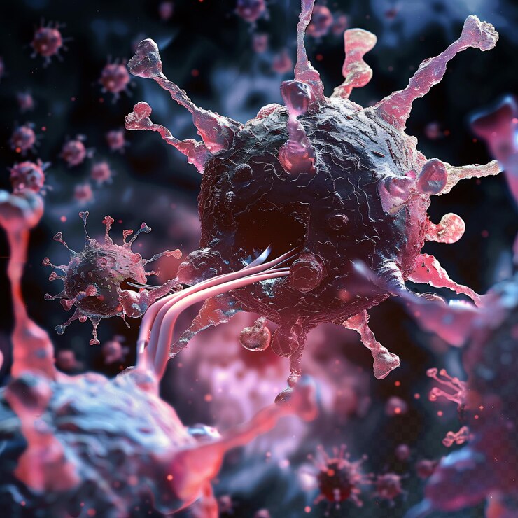 PSD des images microscopiques de cellules virales tentent de trouver l'amour