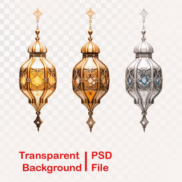 PSD images transparentes de lanternes du ramadan en qualité hd
