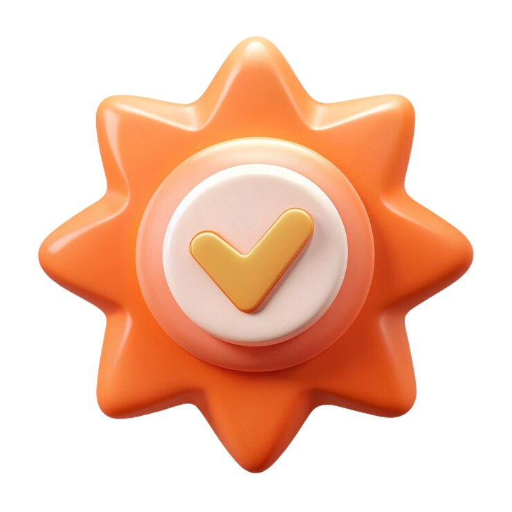 PSD un imán en forma de estrella naranja y amarilla con un corazón amarillo en él