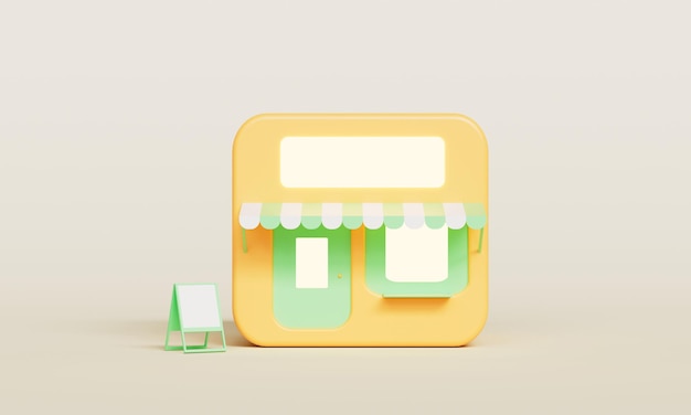 Imitación del icono de una pequeña tienda de quioscos en 3D
