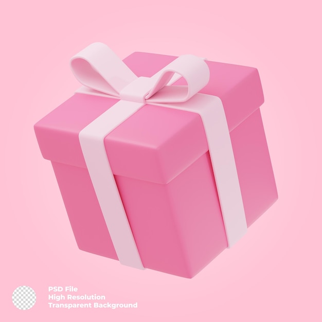 Immagine 3D rendering di breve confezione regalo di colore rosa