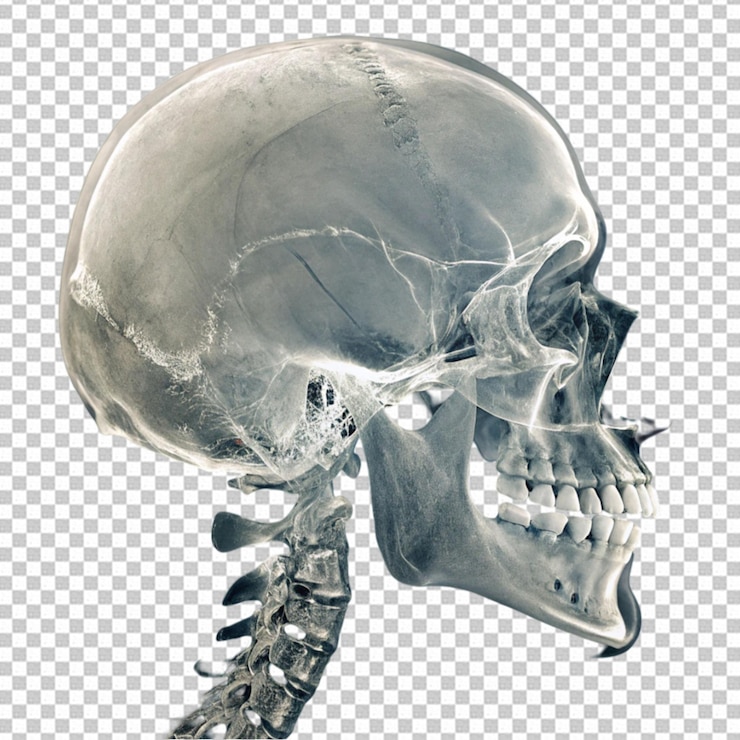 PSD immagine a raggi x che mostra un cranio umano