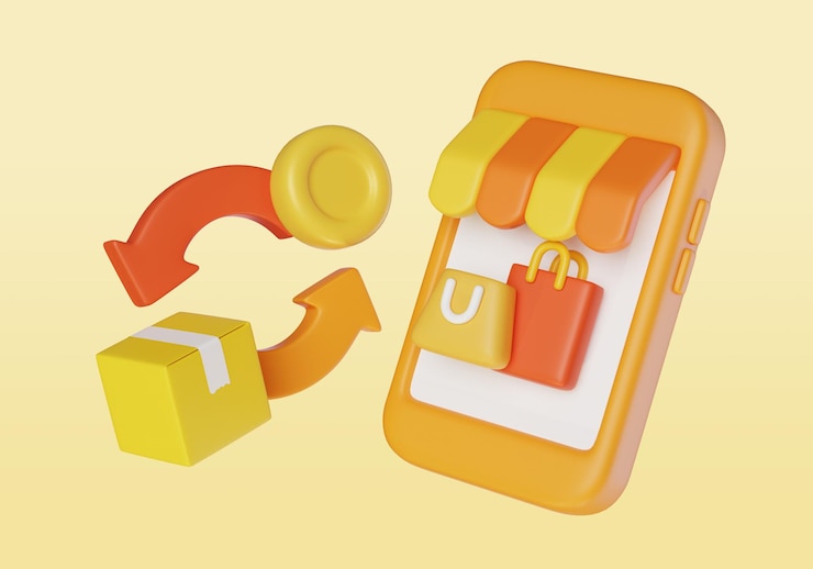 PSD immagine di pagamento mobile di acquisto grafica 3d