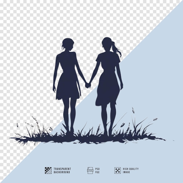 Immagine di silhouette di una famiglia che si tiene per mano senza sfondo di qualità HD