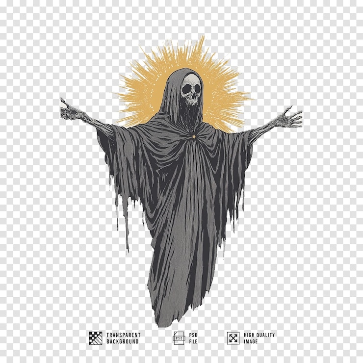 PSD immagine di silhouette di una suora immortale con sfondo trasparente