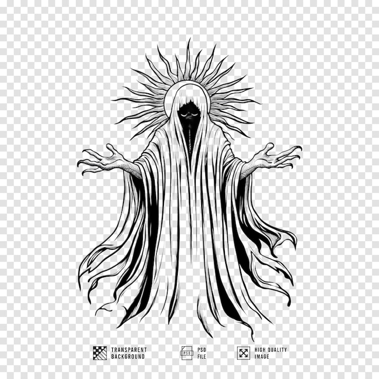 PSD immagine di silhouette di una suora immortale con sfondo trasparente