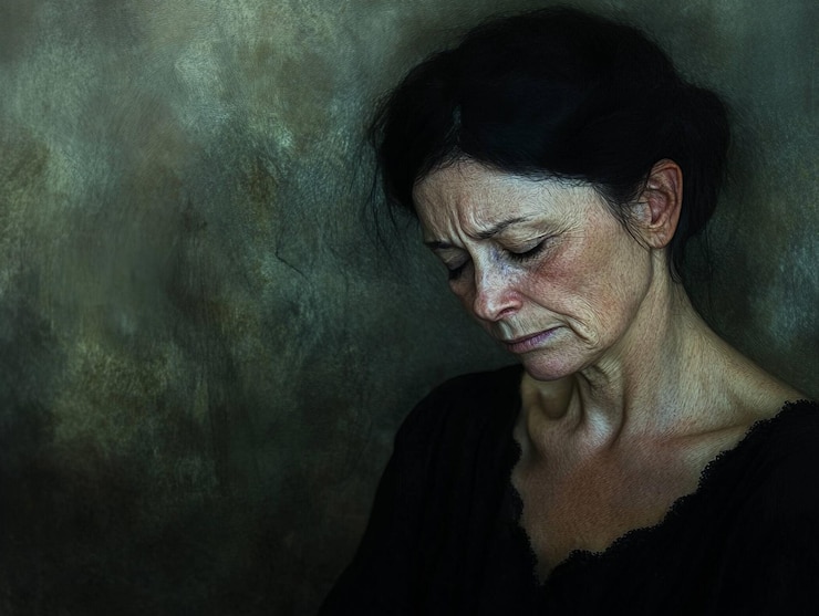 PSD immagine di stock di una donna triste e isolata