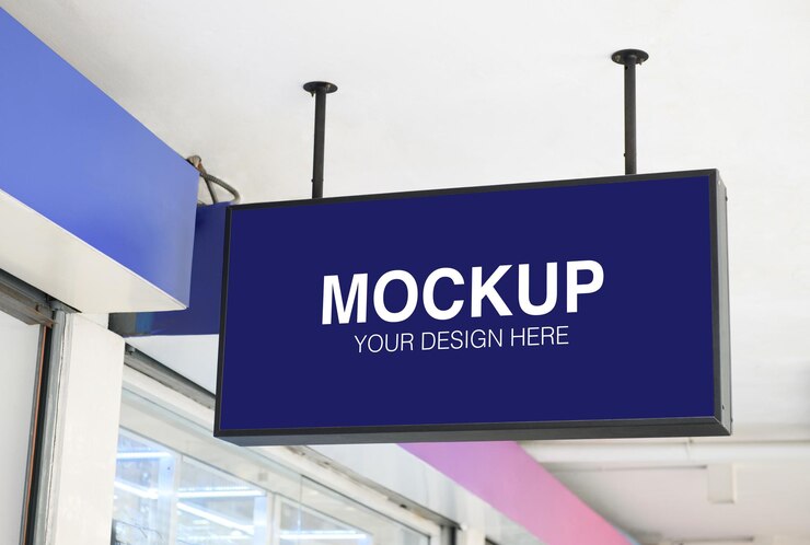 Immagine mockup di cartelloni pubblicitari bianchi a schermo bianco e pubblicità stradale a led su sfondo cittadino