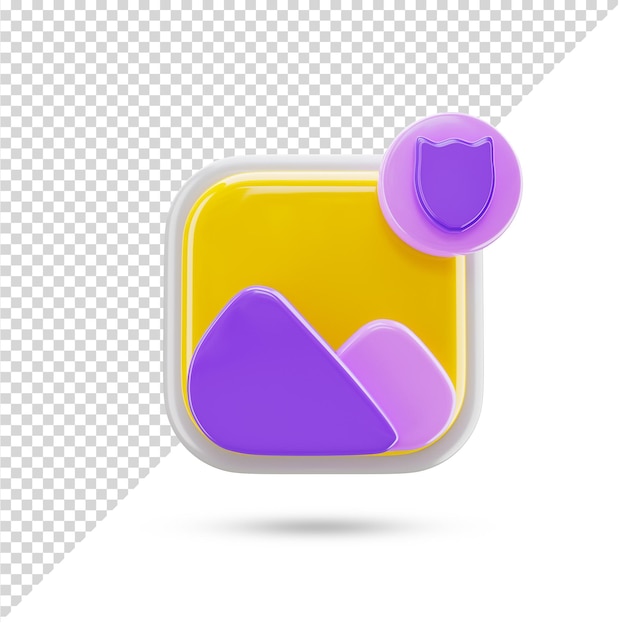 Immagine protetta 3d icona trasparente 3d rendering 3d simbolo e segno