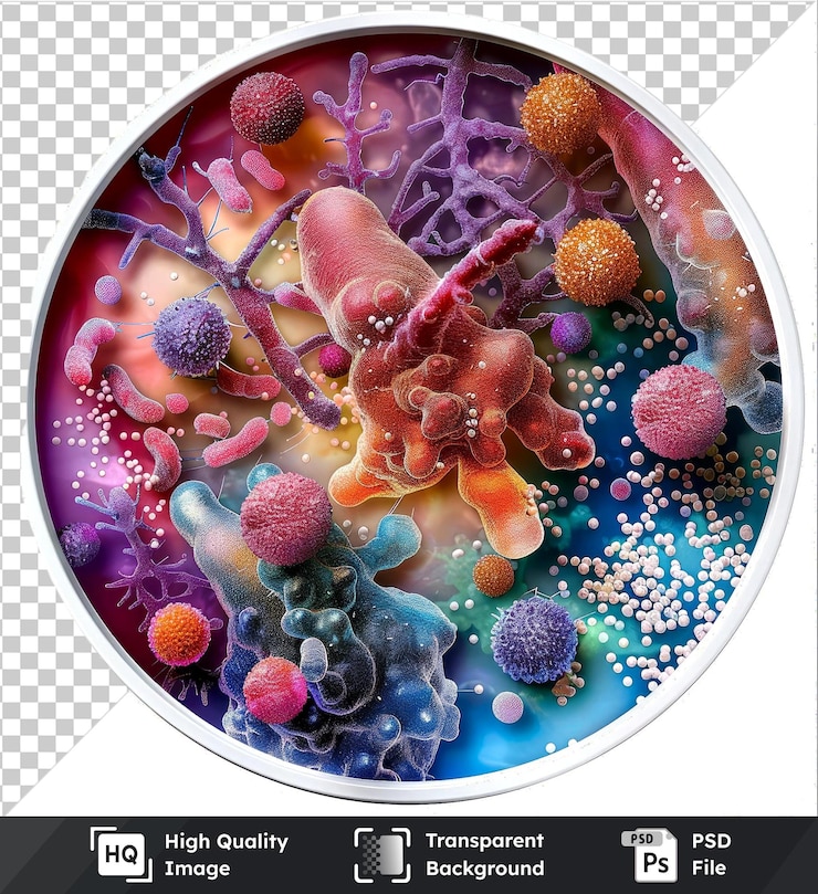 PSD immagine psd coloratrici di colture di batteri isolate su uno sfondo trasparente