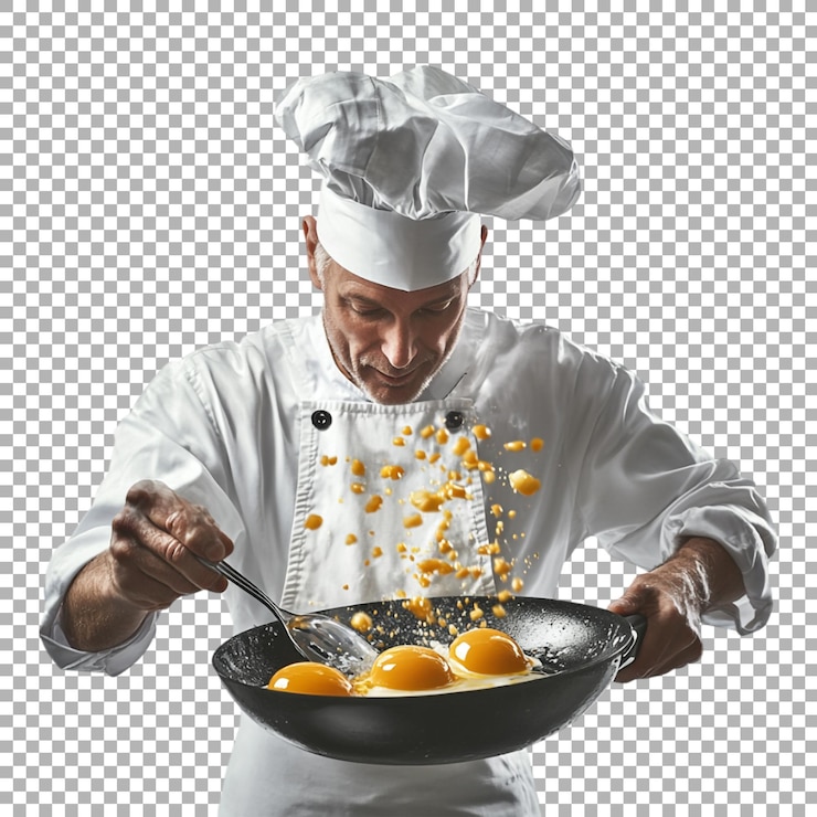 PSD immagine trasparente o png dello chef che cucina cibo