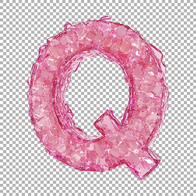 Immagine trasparente o PNG di rendering 3D di un alfabeto Q realizzato con cristalli di zucchero