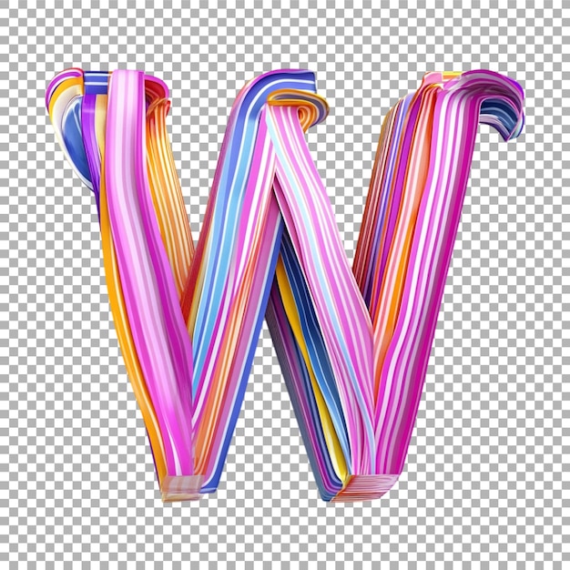 Immagine trasparente o PNG di rendering 3D di un alfabeto W realizzato da linee retrò