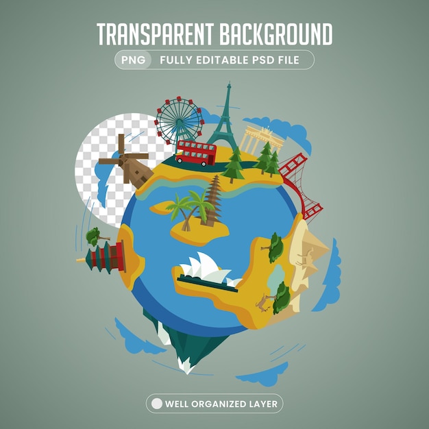 Immagini PNG isolate per viaggi Tour Family Trips e World Tour HighQuality Stock Graphics
