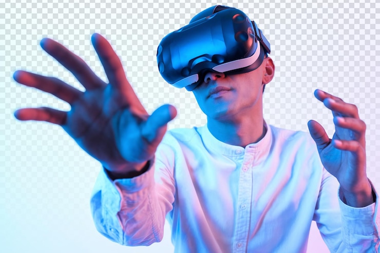PSD immersive virtual reality experience with colorful lighting