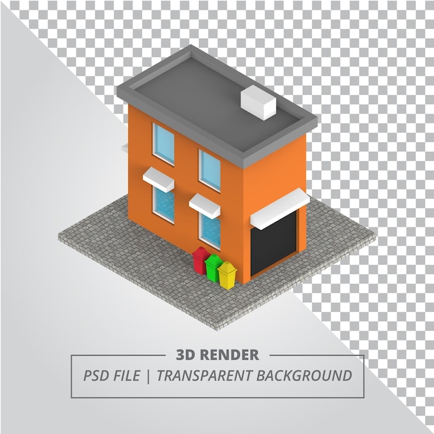 PSD immeuble d'appartements isométrique fond transparent