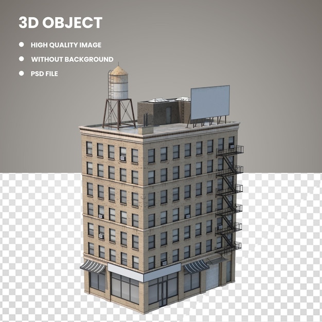 PSD immeuble d'appartements marron 3d