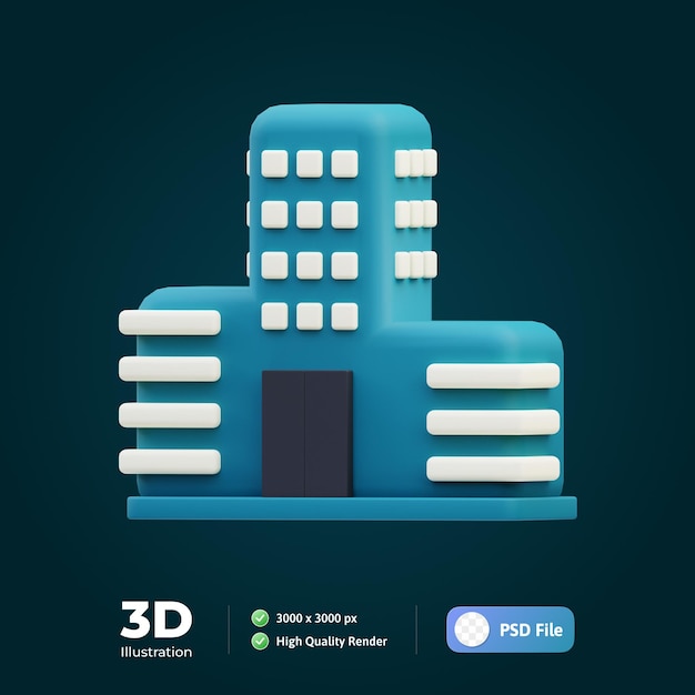 PSD immeuble de bureaux business illustration 3d