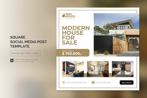 Immobilien haus eigentum instagram post oder square web banner werbevorlage