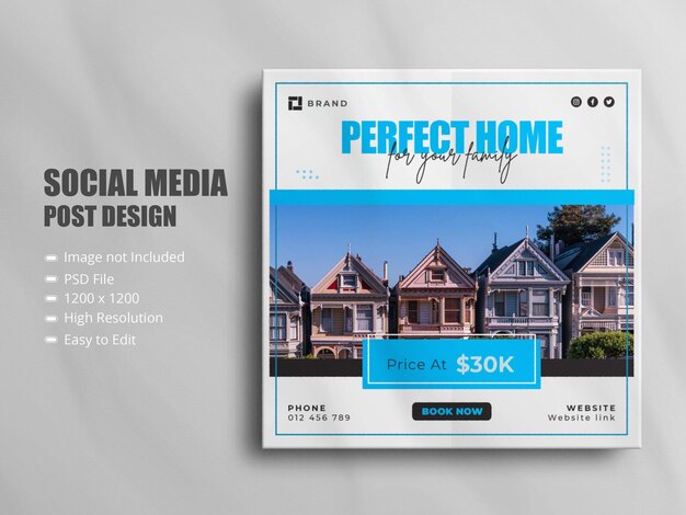 PSD immobilien-haus-eigentum-quadrat-social-media-verkaufsbanner für instagram-geschichte