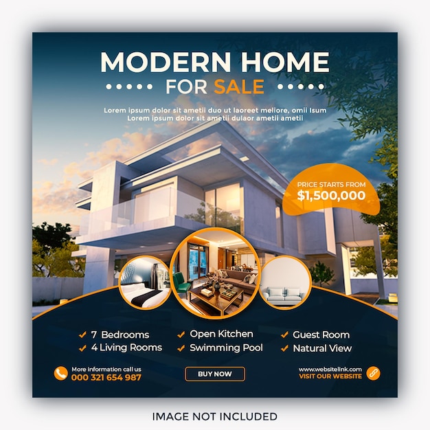 Immobilien Haus Immobilien Instagram-Post oder quadratische Web-Banner-Vorlage