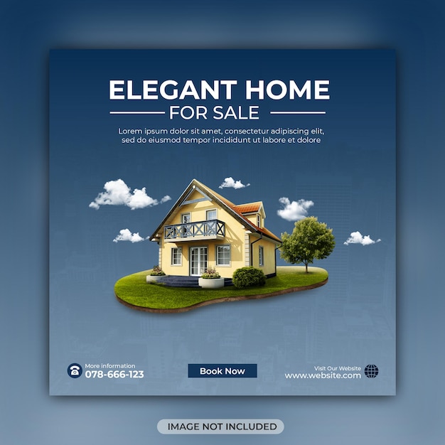 Immobilien Haus Immobilien Social Media Instagram Quadrat Banner Vorlage