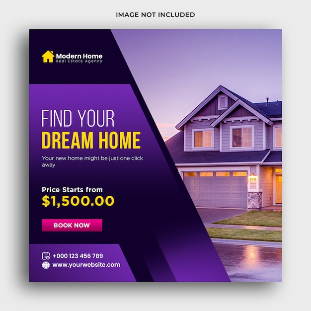 Immobilien Web Banner und Social Media Post Premium PSD