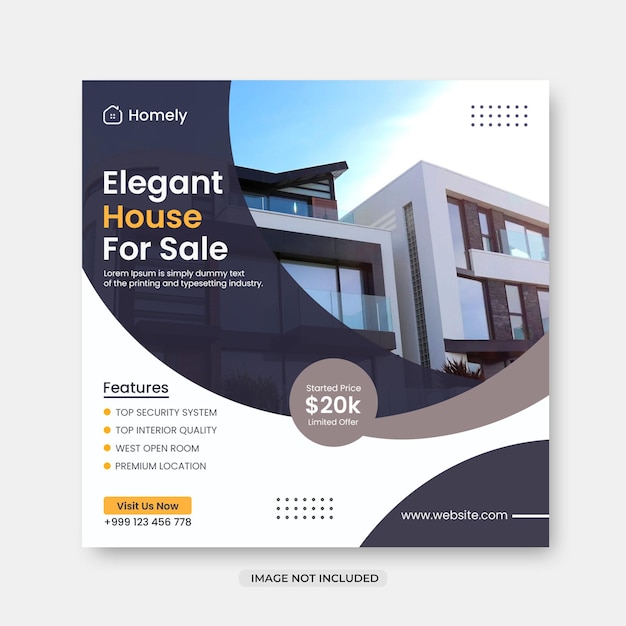 Immobilienhaus Immobilienverkauf Social-Media-Post oder Instagram-Banner