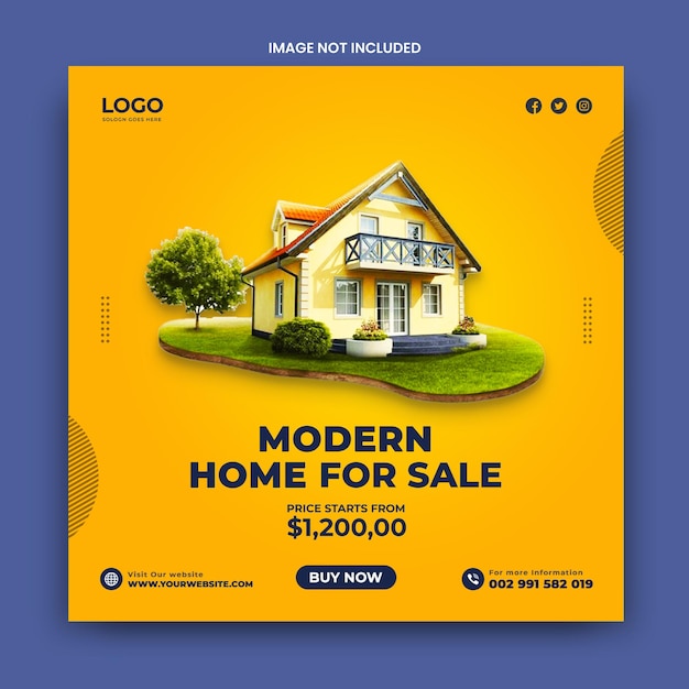 Immobilienhaus Instagram Post oder Social Media Banner Vorlage