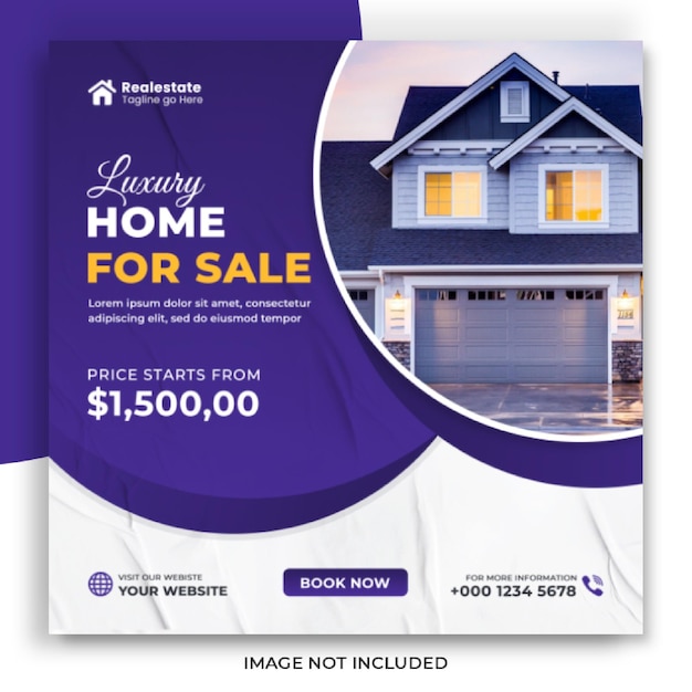 Immobilienhaus Instagram Post oder Social Media Banner Vorlage