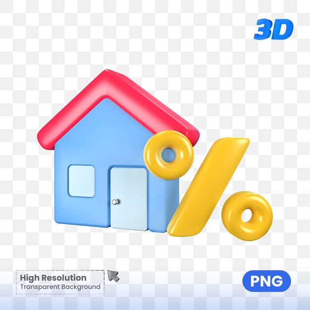 PSD immobilienhaus rabatt 3d psd png isolierter transparenter hintergrund