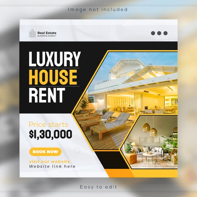 Immobilienhausverkauf social media banner square web flyer poster und modern house instagram post