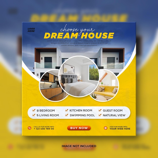 Immobilienkauf traumhaus social media werbepost banner instagram template design