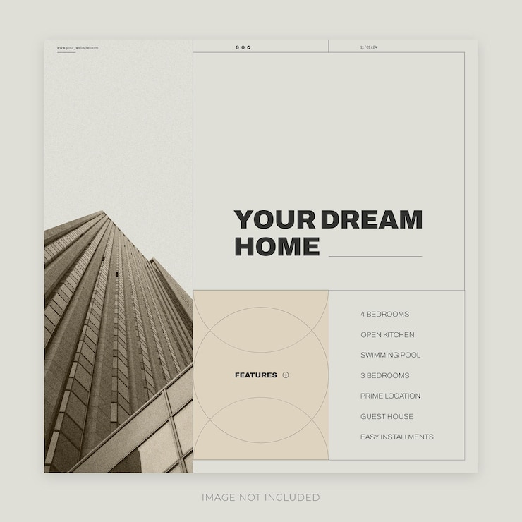 PSD imóvel casa propriedade mídia social ou post no instagram ou padrão de promoção de banner web quadrado