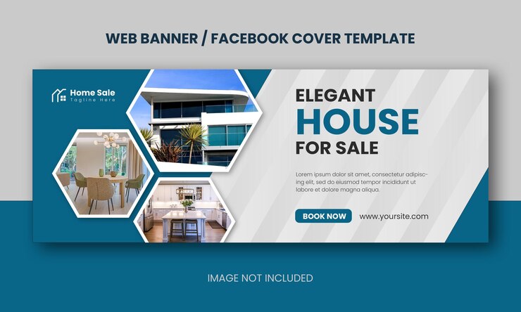 PSD imóvel de casa moderna vendendo banner na web ou capa do facebook