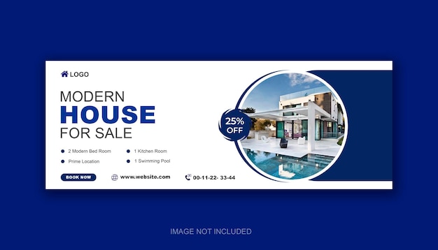 Imóvel ou casa à venda modelo de banner de capa do Facebook