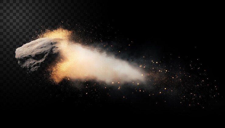 PSD el impacto y la explosión de un meteorito en el espacio