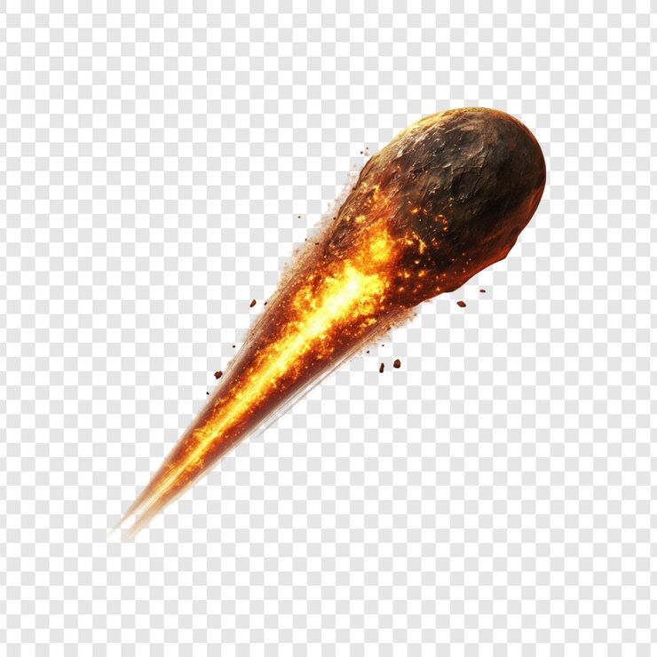 PSD impacto de un meteorito ardiente colisión cósmica ruta ardiente roca espacial