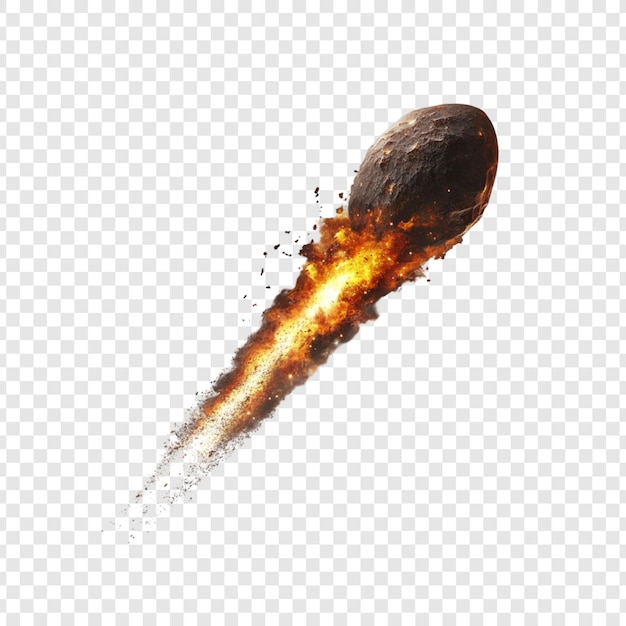 Impacto de un meteorito ardiente Colisión cósmica Ruta ardiente Roca espacial