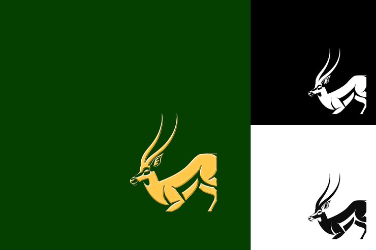 PSD impala icon emblema de salto con frontera africana ilustración ágil de impala diseño de arte vectorial de animales