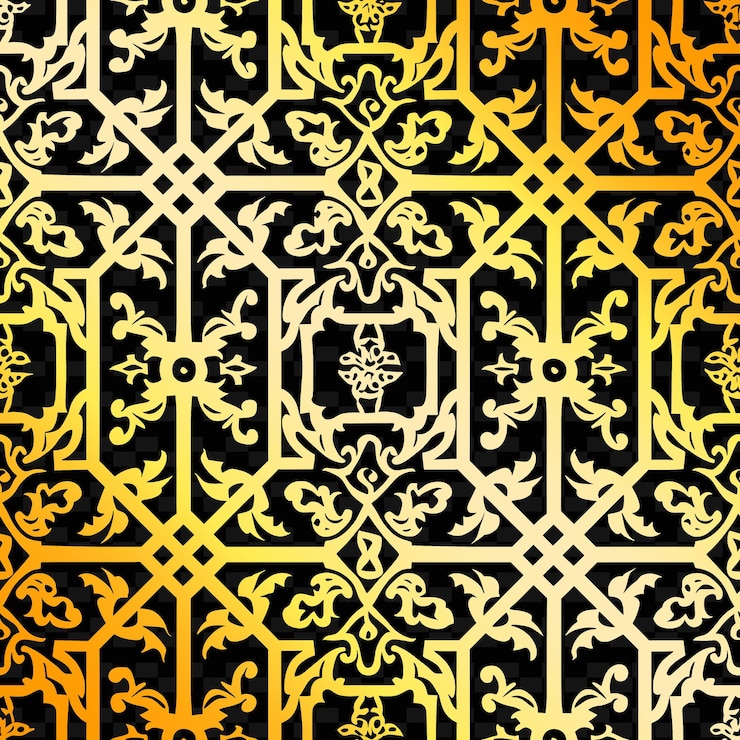 PSD imperial trellis pattern with dragon icon and interconnected nature inspired abstract outline art