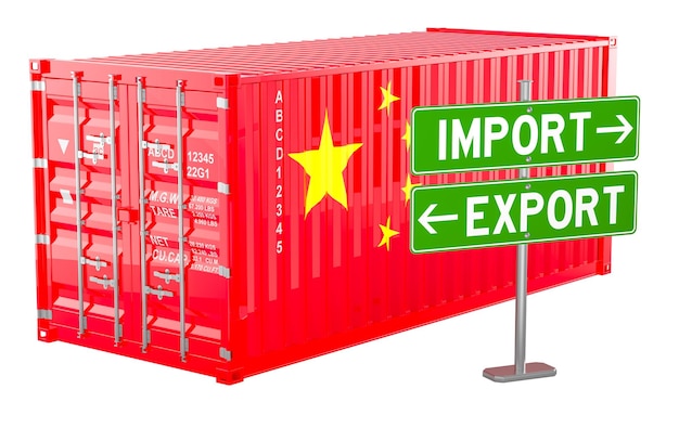 Import und Export in China Konzept 3D-Rendering isoliert auf transparentem Hintergrund